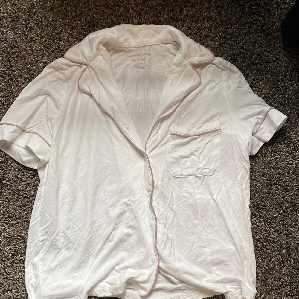 White Short Sleeve Button-Up Shirt